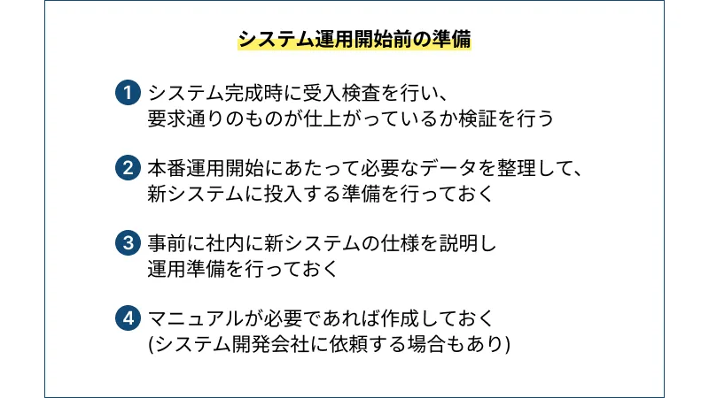 システム運用開始前の準備
