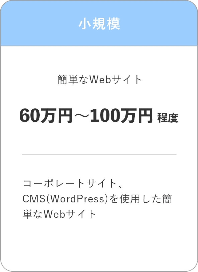 小規模なWebサイトの料金目安・60万円〜100万円程度